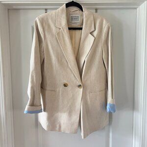 485 Scotch & Soda Amsterdam Summer Edition Linen Blazer M Double Breasted Sand